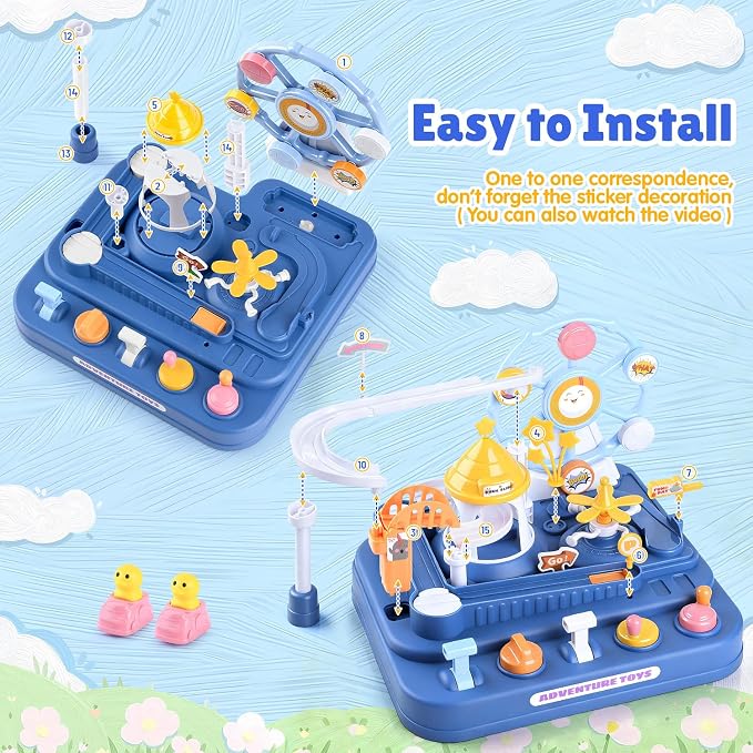 Magnetic Car Race Track for Toddler 3+ Educational Stem Toys Montessori Toys for 3 Year Old to Develop Motor & Thinking Skills Gift for Boy Girls