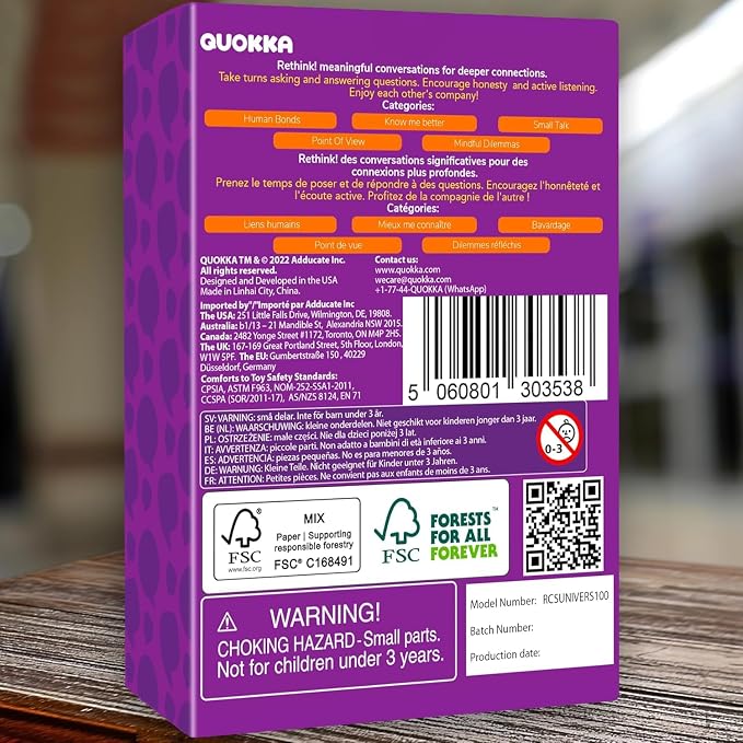 QUOKKA Conversation Cards Game – Universal Edition – 500 Questions – Original Version – Share Thoughts – Conversation Starter Cards for Kids, Teens & Family – Fun Talking Board Game for Family Night