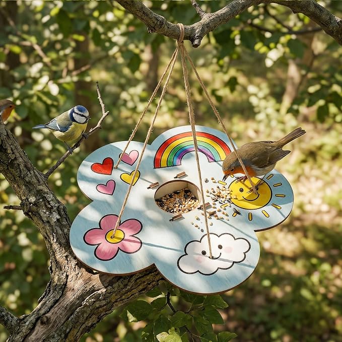 12 Pack Bird Feeder Craft Kits for Kids Ages 3-5 4-8 8-12, DIY Unfinished Wooden Art Painting Kits, Outdoor Bulk Toys for Easter, Christmas, Party Favors