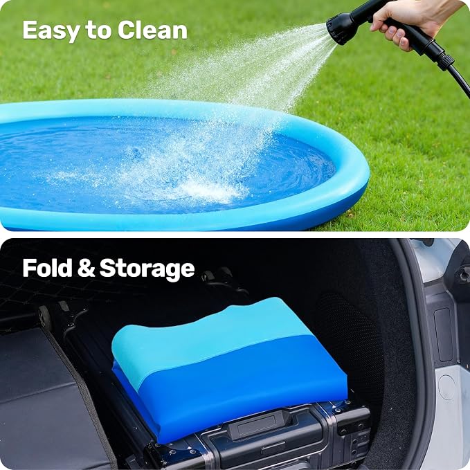 SLOOSH 60" Non-Slip Splash Pad Sprinkler - Outdoor Water Toys Play Mat for Toddlers Kids Dogs, Outside Thickened Sprinkler Pool Party Durable Backyard Fountain for Girls Boys Pets (60in, Blue)