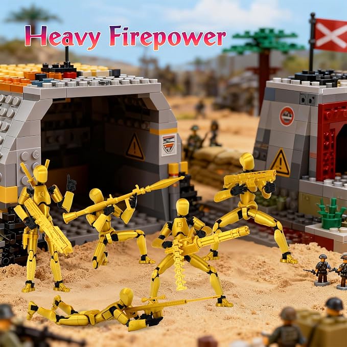 Gatling Gun Titan 13 Action Figure Set【Assembled】, Robot T Action Figure 3D Printed Dummy 13 Action Fidget Toys Figure Articulated, Lucky 13 for Collectors Desktop Decorations (Red-Black)