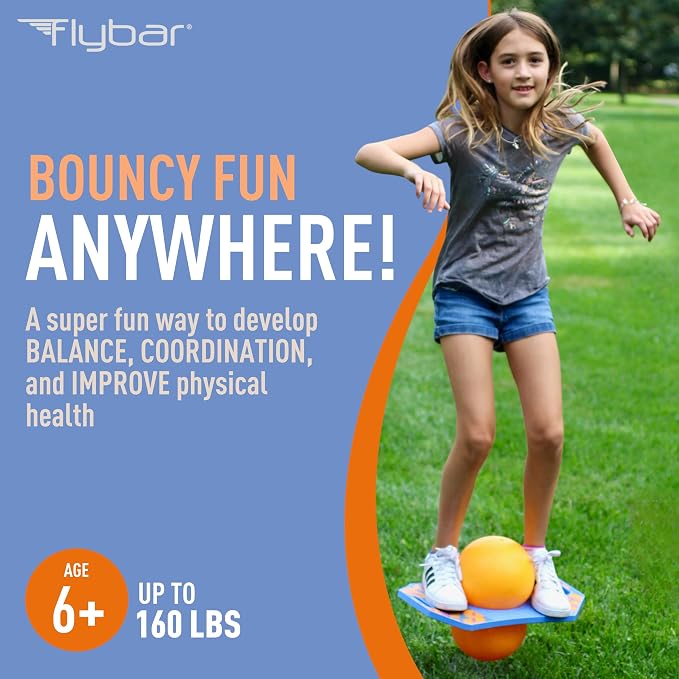 Flybar LED Pogo Trick Ball for Kids Balance Bounce Board w/Anti-Slip Deck