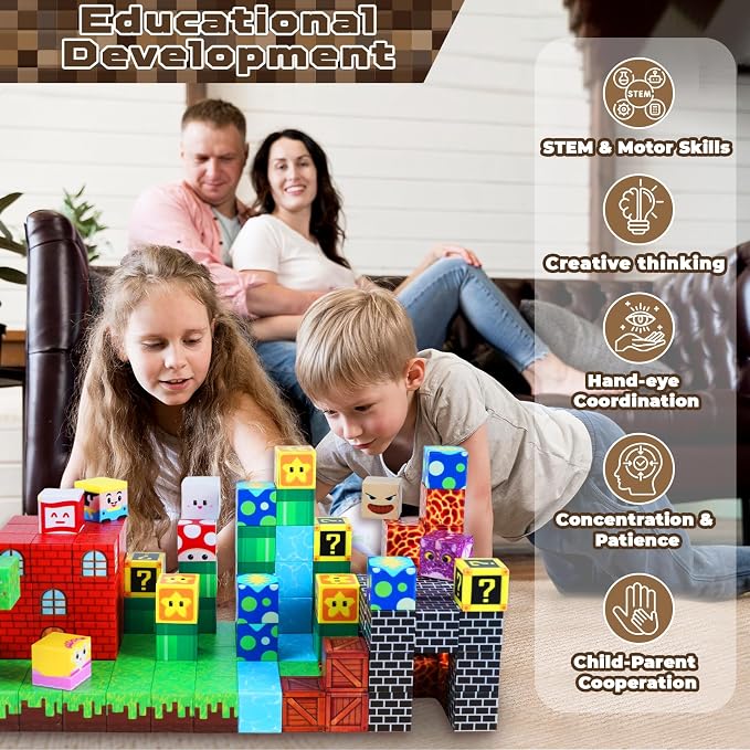 GraceDuck Magnetic Blocks - 150 PCS Build Adventure Game Castle - Magnetic Toys for Montessori Toddler Christmas Birthday Gifts - STEM Sensory Toys for 3 4 5 6 7 8 9 10 Year Old Boys & Girls