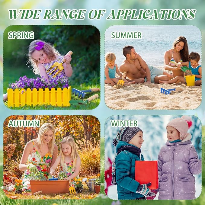 30 Pcs Kids Beach Sand Toy Gardening Tools Bulk Set Include Kids Beach Shovel Rake Fork Trowel and Gift Bags Metal Planting Tools with Wooden Handle for Planting Loosening Digging Outdoor
