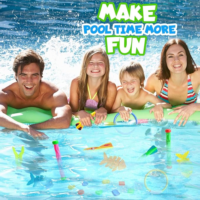 Dive Rings Pool Toys Adults, 26 Pcs Diving Toys for Kids Ages 4-8, Shark Torpedo Dive Set, Octopus Toddler Water Fun Toys, Summer Essentials Underwater Swimming Throwing Gifts for Boys & Girls