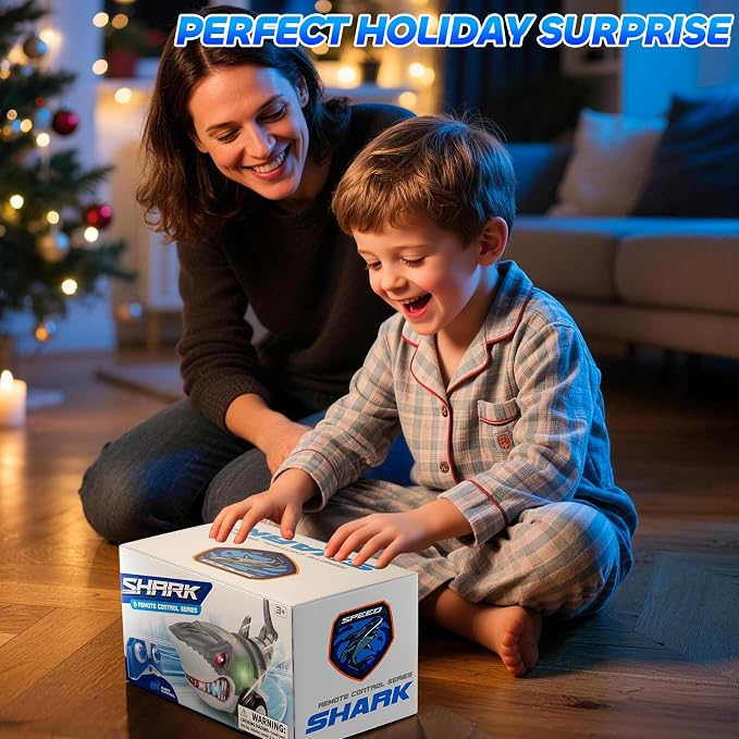 2.4Ghz Remote Control Shark Toys for Kids Boys, Electric RC Shark Car Truck Toys with Light, All Terrain RC Car Truck for Indoor Outdoor, Shark Toys Birthday Gifts for Kids Boys Girls Age 3-5 5-7 4-8