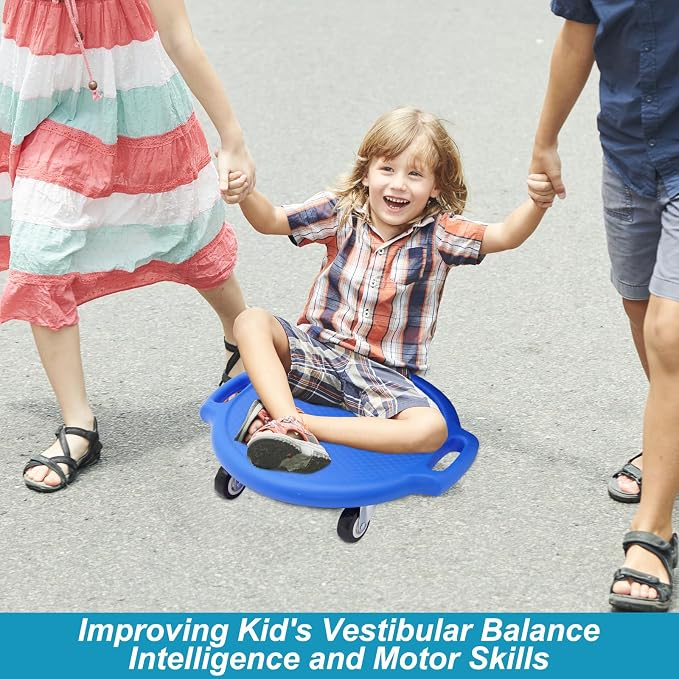 Sports Scooter Board with Handles Sitting Scooter Board with Universal Wheels Manual Sport Scooters Plastic Casters Floor Scooter Board for Gym Physical Education Equipment Indoor Outdoor