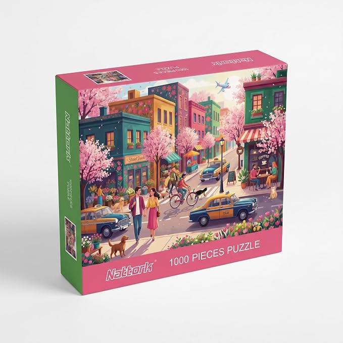 Nattork Jigsaw Puzzles 1000 Pieces for Adults, Families (Sakura Strasse) Pieces Fit Together Perfectly