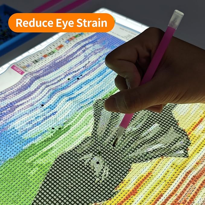 TOHETO A4 Light Board with Bag for Diamond Painting, Super Bright Magnetic Light Pad with Side Buttons, Lightbox for Tracing and Drawing, Corded Light Table for Sketching, Weeding Vinyl (White)