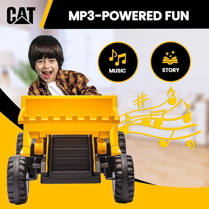 Kid Trax Kids Ride On Toys - 12V CAT Construction Toys for Boys w/Front Loader, Bulldozer, Excavator, Tractor Toy Truck, 2.5-5 mph, Indoor/Outdoor Play, Durable Ride On Car for Kids 3-6, Up to 66lbs