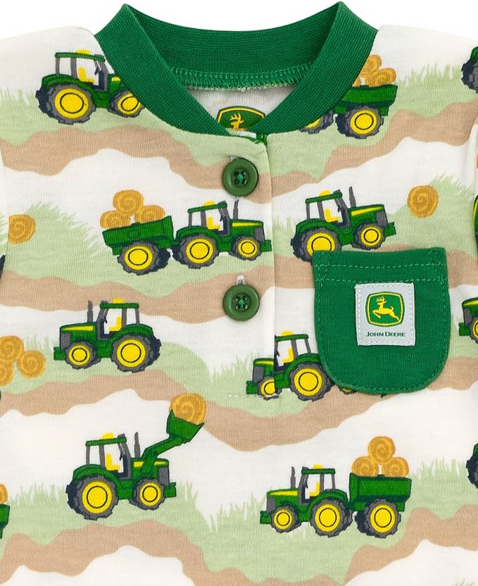 John Deere Baby Boys' One Piece Short Sleeve Romper Newborn to Infant