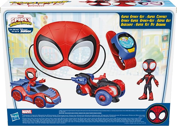 Spidey and his Amazing Friends Super Spidey Set, Role Play Toys, Toy Car Set, Marvel Spider-Man Mask Great for Kids, 3+ Years (Amazon Exclusive)