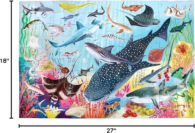 eeBoo 100 Piece Puzzle for Kids - Love of Sharks Children's Puzzle Ocean Themed, Large Pieces for Small Hands to Develop Motor Skills