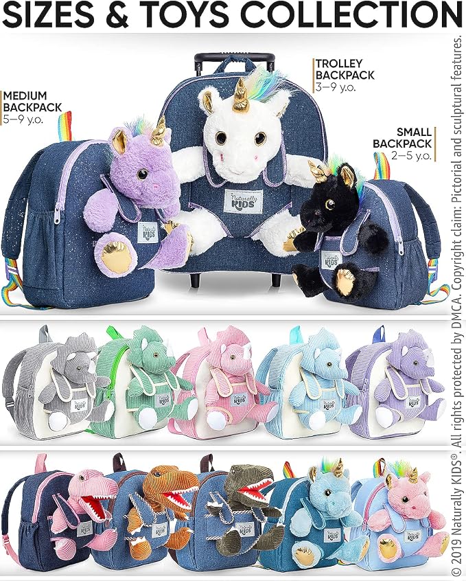 Naturally KIDS Black Unicorn, Gifts for 2 Year Old Girls, Gifts for 3 Year Old Girl, Toddler Unicorn Backpack