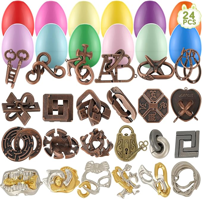 Mytothfy 24 Pcs Brain Teaser Puzzles for Adults Teens - Metal Puzzles 3D Puzzle Game Toys for Adults Teens - Unlock Interlocking Puzzle Adult IQ Education Smart Toys