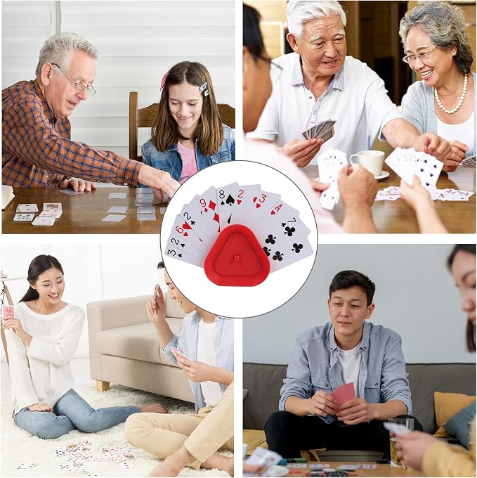 4 Pack Triangle Shaped Hands-Free Playing Card Holder for Kids,Playing Card Games Holder,Adults,Poker Parties,Family Card Game Nights&Classroom Activities (4pack)