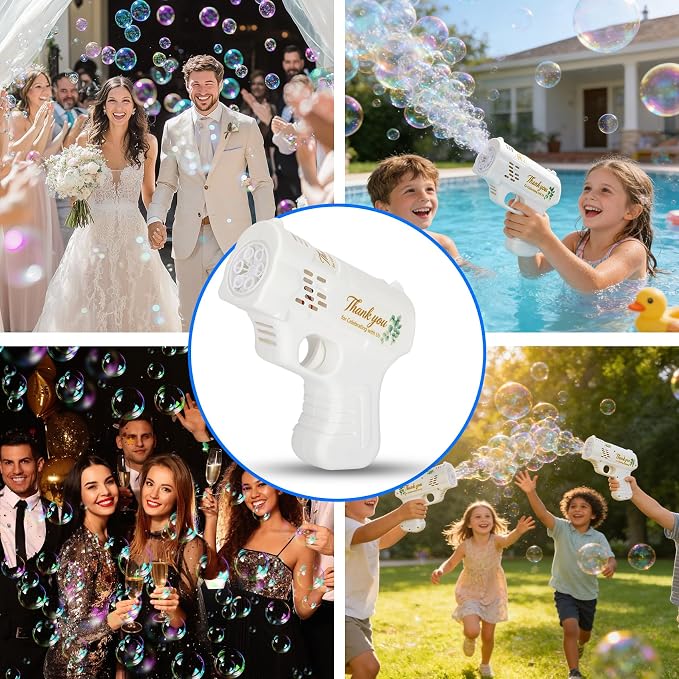 White Bubble Guns for Wedding, 24 Pack Wedding Bubble Gun Machine Party Set, Automatic Bubble Guns with Bubble Concentrate, Suitable for All Types of Parties and Events (Without Battery)