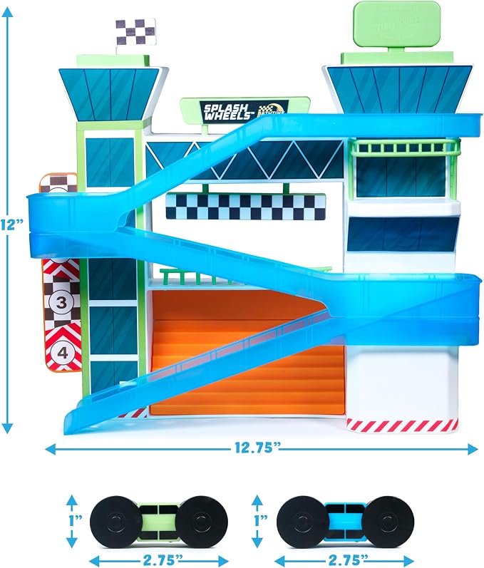 Tub Works® Splash Wheels™ Bathtime Raceway Car Ramp Toddler Bath Toy | Race Car Track with 2 Water-Activated Light-Up Racers | Light Up Bath Toys Flash & Change Colors | Engaging Bathtub Toys for Kids
