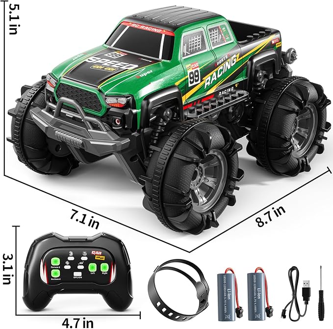 PEADUCK Remote Control Car for Kids Ages 6-12, All-Terrain RC Truck with Spray & Light, 360° Flips, 2.4GHz, Remote Control Monster Truck Off-Road RC Cars for Kids Boys Age 3 4 5 6 7 8 9 10 11 12