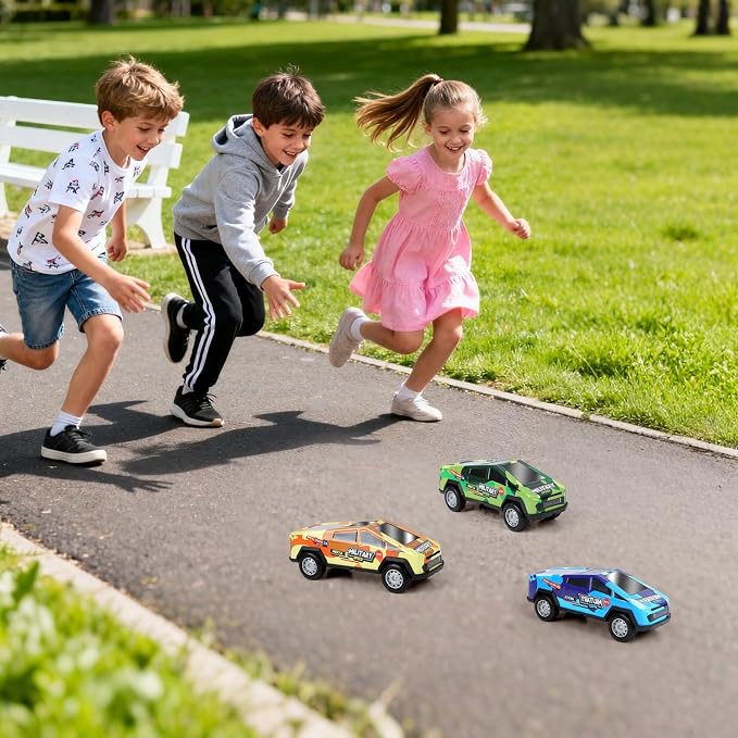 7.1 Inch Monster Truck Kid Toys Set ,Push and Go Friction Power Pull Back Wind up Race Cars,Military Camouflage 1/32 Model Car 3 Pack, Toddlers 3 4 5 6 7 8 9 for Boys and Girls Party Toy Gift