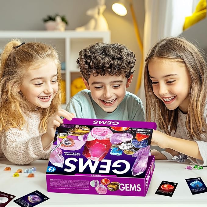 Piano Potato Gemstone Dig Kit, Dig Up 12 Real Gems & Crystals, Gem Dig Kit with Diamond-Shaped Blocks, Educational Excavation Toy for Kids 6 7 8 9 10 11 12 Years