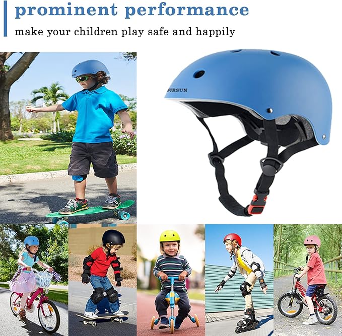 Kids Bike Helmet Ventilation & Adjustable Toddler Helmet for Ages 2-14 Kids Boys Girls Multi-Sport Helmet for Skateboard Roller Skateing Bicycle Scooter blance Bike