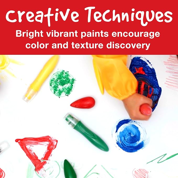 Faber-Castell Little Creatives Jumbo Squeezing Paint Brushes, 6 Colors, Paint Sticks for Kids Washable, Toddler Art Supplies, Non Toxic Paint and Brush in One, Kids Crafts Age 3 to 5+