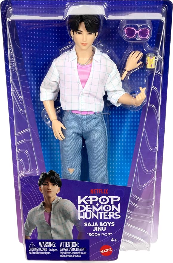 Mattel Kpop Demon Hunters Saja Boys Jinu Fashion Doll in “Soda Pop” Performance Look with 2 Accessories, Inspired by the Movie