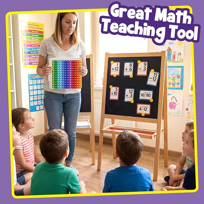 Torlam Math Flash Cards Math Board,Math Games Manipulatives Times Table Chart Fun Learning Interactive Practice Kit for Kids,Multiplication,Division,Addition,Subtraction Flash Card Pack Toys for Kids