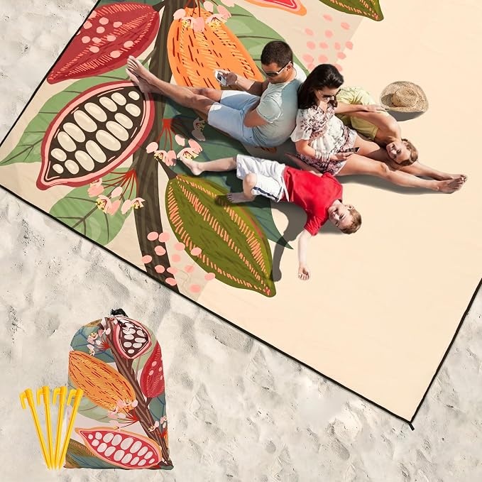 HIHOHO Beach Blanket Waterproof Sandproof Extra Large Beach Mat 79" X 83"/120"x108"for 1-8 Adults Quick Drying Durable Outdoor Picnic Mat for Beach Travel Camping Hiking