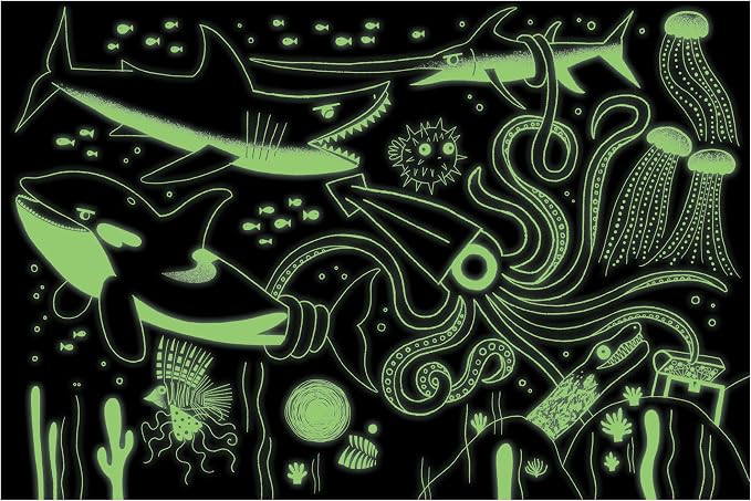 Mudpuppy’s Ocean Predators 100 Piece Glow in The Dark Puzzle, Includes 100 Glow in The Dark Pieces, Perfect for Ages 5+, Turn Out The Lights and Let The Completed Puzzle Glow!