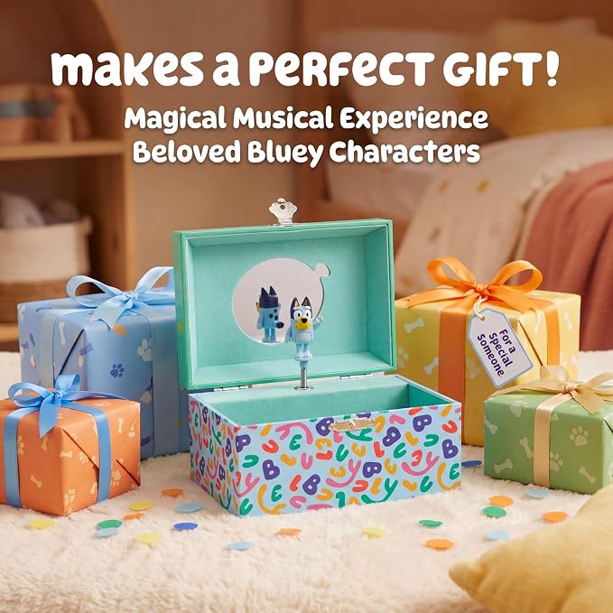 Bluey & Bingo Jewelry Box for Girls Musical Jewelry Box with Spinning Figurine, Bluey & Bingo Toys for Kids Ages 3-5 Plays Bluey Theme Song
