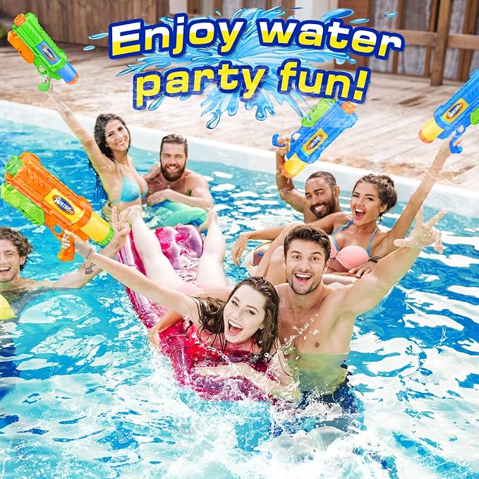Super Water Gun for Kids Adults: 1200cc Super Water Gun Soaker 2 Pack Squirt Blasters with Impressive Range - Ideal Toys for Boys Girls Summer Outdoor Swimming Pool Beach Sand Water Fighting Fun