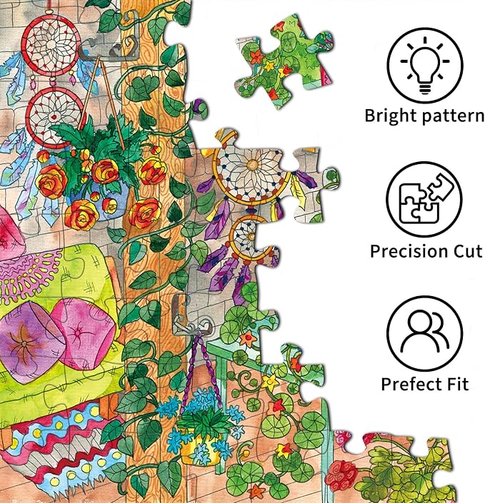 Sunny Bloom Puzzles for Adults 1000 Pieces, Puzzles with Letters on Back, Impossible Hard Difficult Challenging, Precise Interlocking Pieces, Home Wall Decoration & Ideal Gift