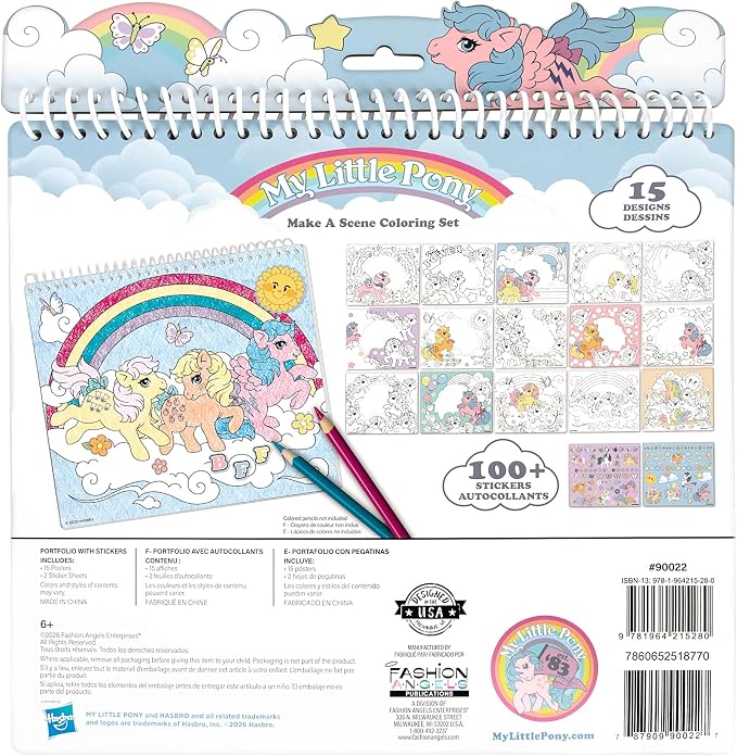 Fashion Angels My Little Pony Pretty Pony Make a Scene Portfolio, Kids Activity Notebook with 15 Sketch Pages & 100+ Stickers, Arts & Crafts Gift for Girls