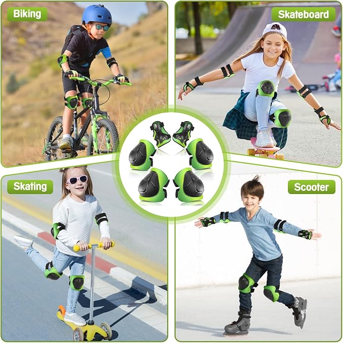 Wemfg Kids Protective Gear Set Knee Pads for Kids 3-14 Years Toddler Knee and Elbow Pads with Wrist Guards 3 in 1 for Skating Cycling Bike Rollerblading Scooter