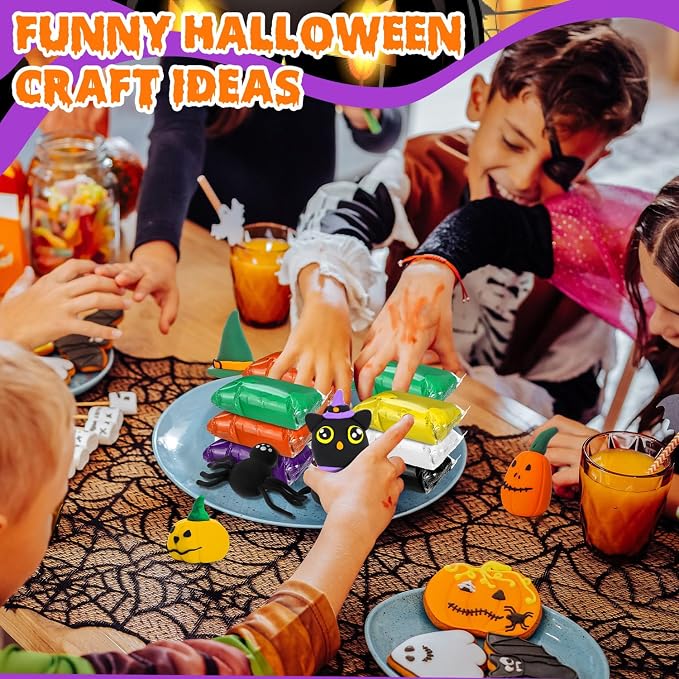 WinnerWhy 72 Pcs 38oz Air Dry Clay Modeling Magic Ultra Light Modeling Clay for Kids DIY for Sculpting Air Dry School Gift(Halloween Color)