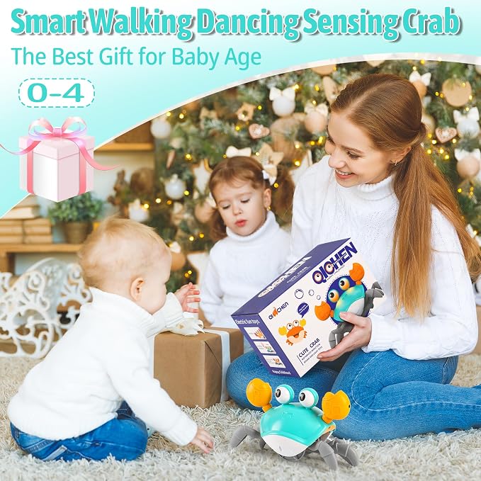 Hirger Crawling Crab Baby Toys 6-12 Months: Infant Tummy Time Toys, Dancing Walking Crab for Toddler 1 2 3 Year Old, 1st Birthday Gift with Music and Light