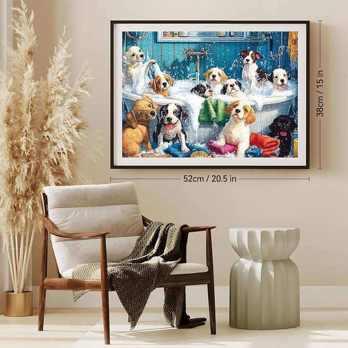 500 Piece Puzzle for Adults – Cute Dogs Bathing Jigsaw Puzzle for Adults, Kids & Seniors – Eco-Friendly Recycled Paper – Fun & Challenging Family Game Gift for Friends and Family (20.5 x 15 in)
