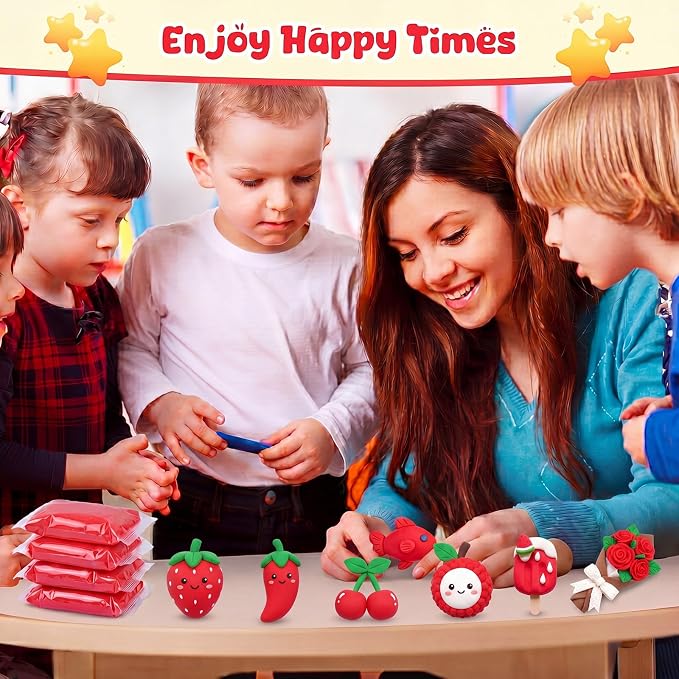VioraWhite 40 Pcs 21oz Air Dry Clay Bulk Modeling Ultra Lightweight Foam Modeling Clay for Kids Adults DIY Crafts Party Arts and School Project Gifts Supplies (Red)