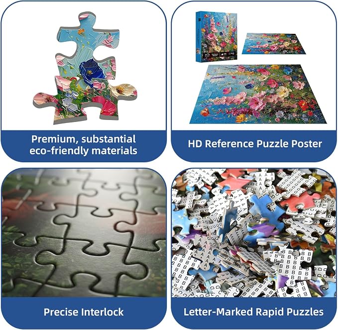 Wildflower Meadow Puzzles for Adults 1000 Pieces,Impossible Hard Difficult Challenging Jigsaw Puzzles for Adults 1000 Pieces,Puzzle with Letters on Back,Recycled Paper Jigsaw Puzzle(27.6"x19.7")
