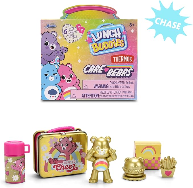 Jada Lunch Buddies – Collectible Mini Tin with Thermos, Figure & Food Accessories – 2-Inch Care Bears Toy – Care Bears & Friends – for Kids Ages 5+ (One Piece, Styles May Vary)