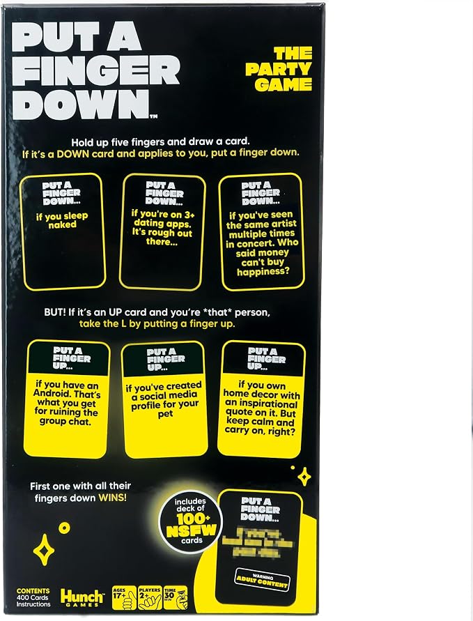 Put A Finger Down - Hilarious Party Card Game, Game Night, Parties, Big and Small Groups | Fun Social Icebreaker with 400 Cards for 2+ Players
