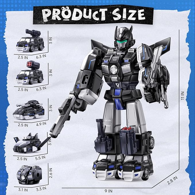 5-in-1 Transform Toys for Boys 4-6, Ideals Gifts for 3 4 5 Year Old Boys, Easy DIY Assembly, Toys for Boy, 3 4 5 6 Year Old Boy Birthday Gifts, 3 4 5 Year Old Boy Toys, Magnetic Robot Toys For Kids
