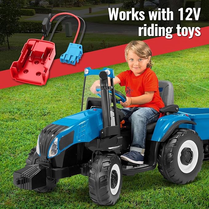 Kzreect Battery Adapter Compatible with Milwaukee 18V Battery, Conversion Kit with Fuse Holder and Wire Harness Connector Compatible with Peg-Perego Kids Ride-on Toy