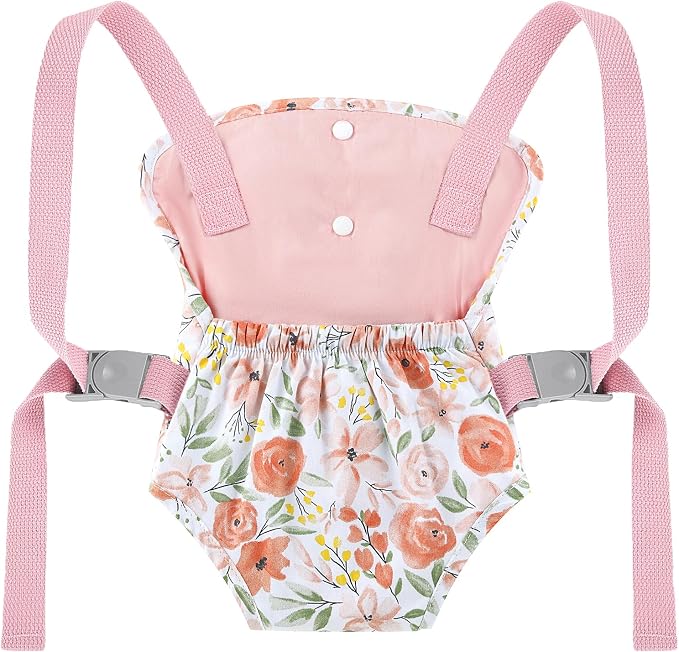GAGAKU Baby Doll Carrier for Little Girls, Reborn Doll Accessories for Toddlers Kids 3+ Years Old, Toy Dolls Carrier - Roses