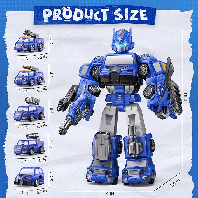 5-in-1 Transform Toys for Boys 4-6, Ideals Gifts for 3 4 5 Year Old Boys, Easy DIY Assembly, Toys for Boy, 3 4 5 6 Year Old Boy Birthday Gifts, 3 4 5 Year Old Boy Toys, Magnetic Robot Toys For Kids