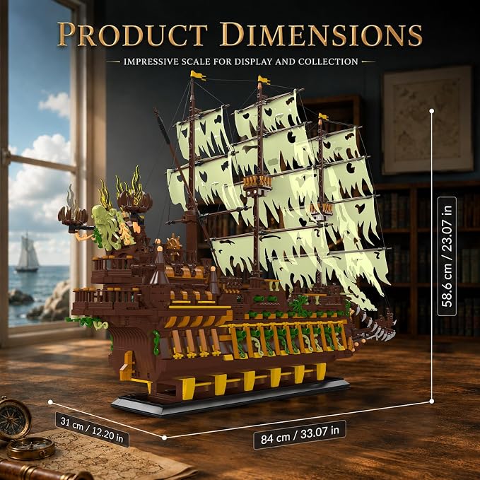 Mould King 13197 Pirate Ship Building Toy, MOC Flying Dutchman Model Ship Boat, Toy Building Sets for Adults, Halloween Decor Christmas Birthday Gifts for Teens Collections (4364 Pieces)