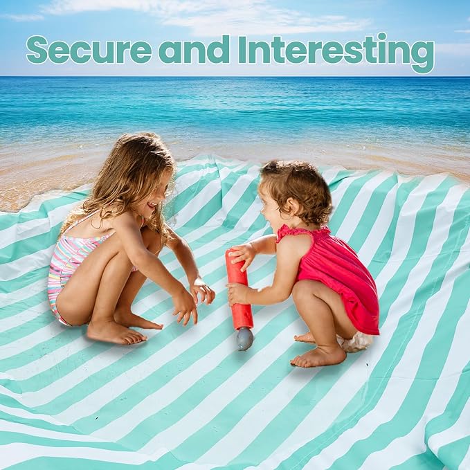 2 in 1 Beach Puddle/Beach Mat,6.5 x 6.5 ft Beach Pool with 8 Bags Waterproof Carrying Bag,Waterproof and Skin-Friendly Material Beach Puddle Green