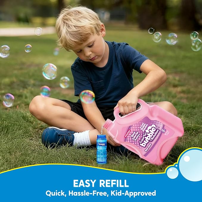 SYNCFUN 64 oz Premixed Bubble Solution, 1.9L Giant Pre-Mix Refill Solution for Bubble Machine,Bubbles for Kids, Wands, Blower, Easter, Outdoors Activity, No Mixing or Measuring